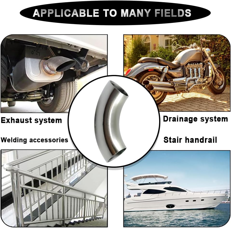OD 1 Inch 90 Degree Stainless Steel Bend Tube 1” Exhaust Elbow Pipe for Car Modified Exhaust System 1" Piping Silver Tone,Stair Handrail (1pcs)