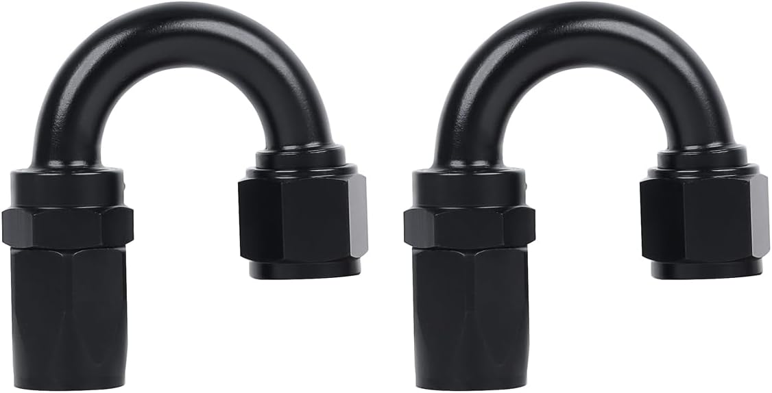 LokoCar 10AN Hose End Fitting 180 Degree Swivel For CPE Braided Hose Black 2Pcs