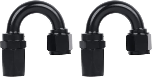 LokoCar 8AN Hose End Fitting 180 Degree Swivel For CPE Braided Hose Black 2Pcs