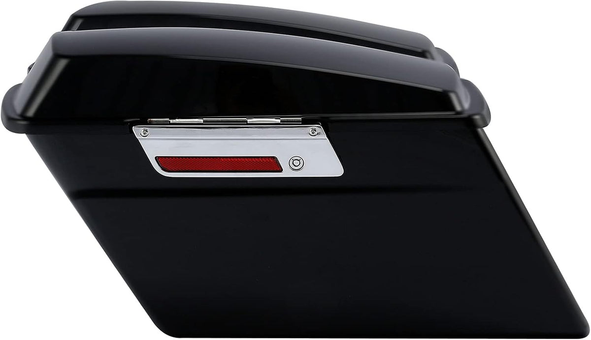 XFMT Motorcycle Matte Black Hard Saddlebags Saddle Bags Trunk W/Lids & Chrome Latches For Harley Touring Road King Street Glide Road Glide Electra Glide 1994-2013