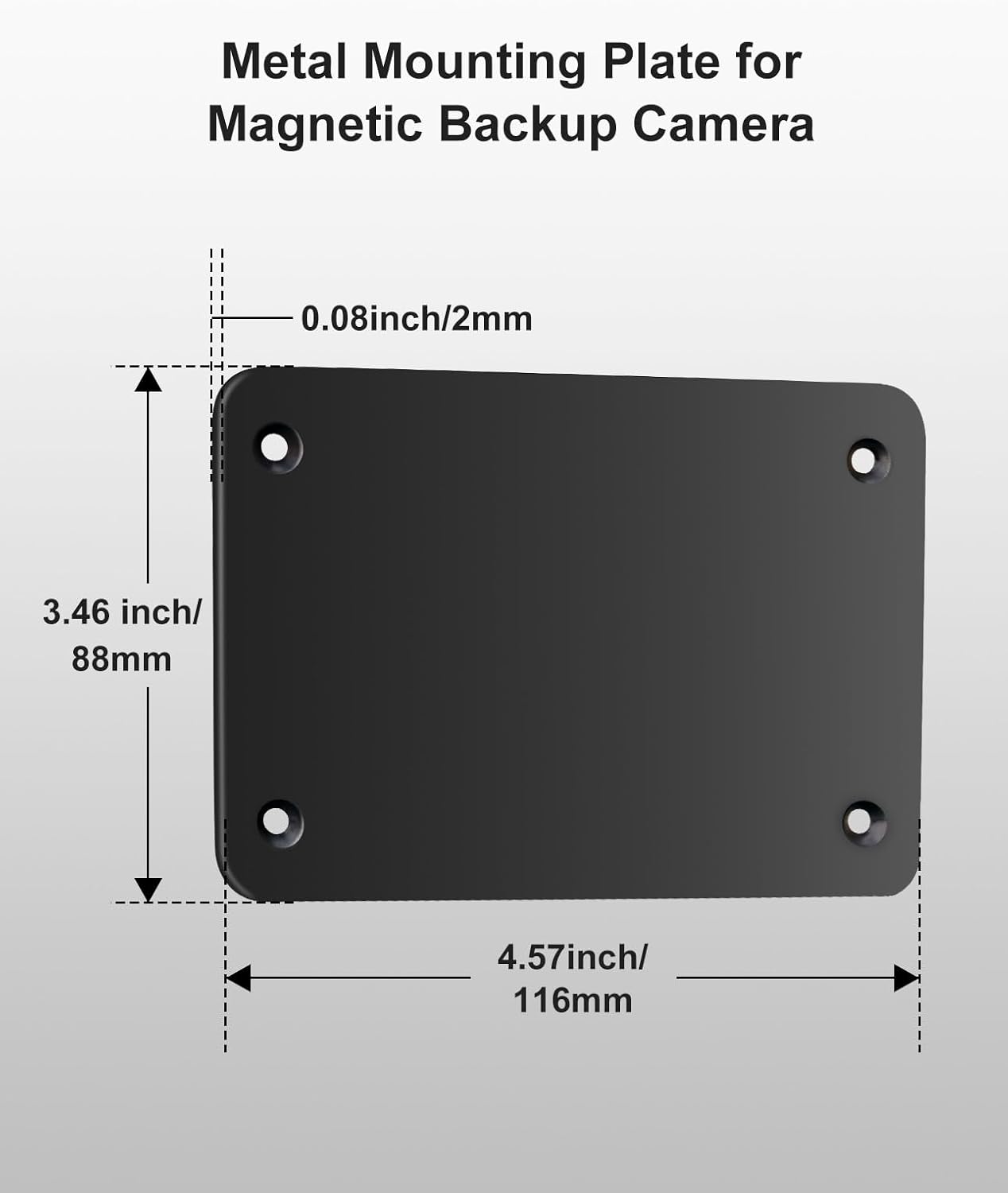 Metal Mounting Plate for Magnetic Wireless Backup Camera, 4.6"x3.1" Metal Base with 2mm Edge, Screw & Double-Sided Adhesive Installation – Compatible with RVs, Trucks, Trailers