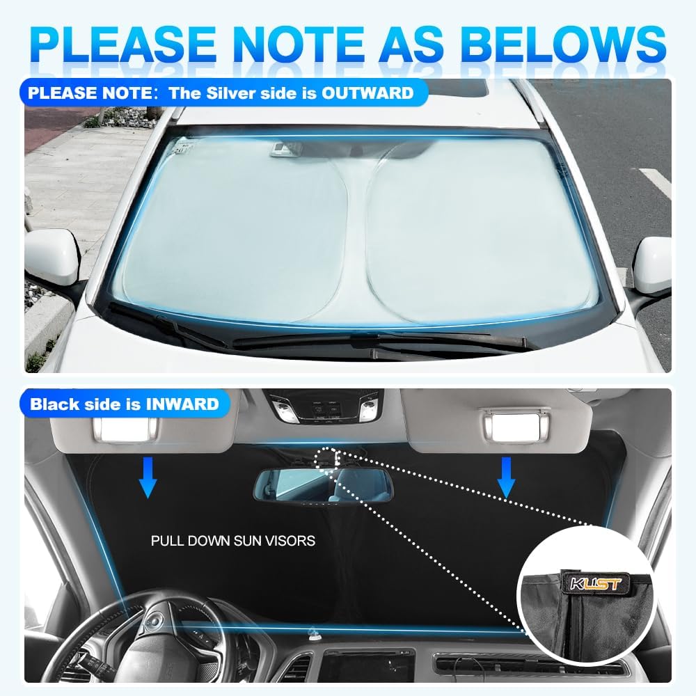 KUST Windshield Sun Shade for Audi Q5 Accessories 2018-2024 2025 2026 Custom Fit Window Shade Sun Visor Protector Foldable Blocks UV Rays Keep Car Cooler