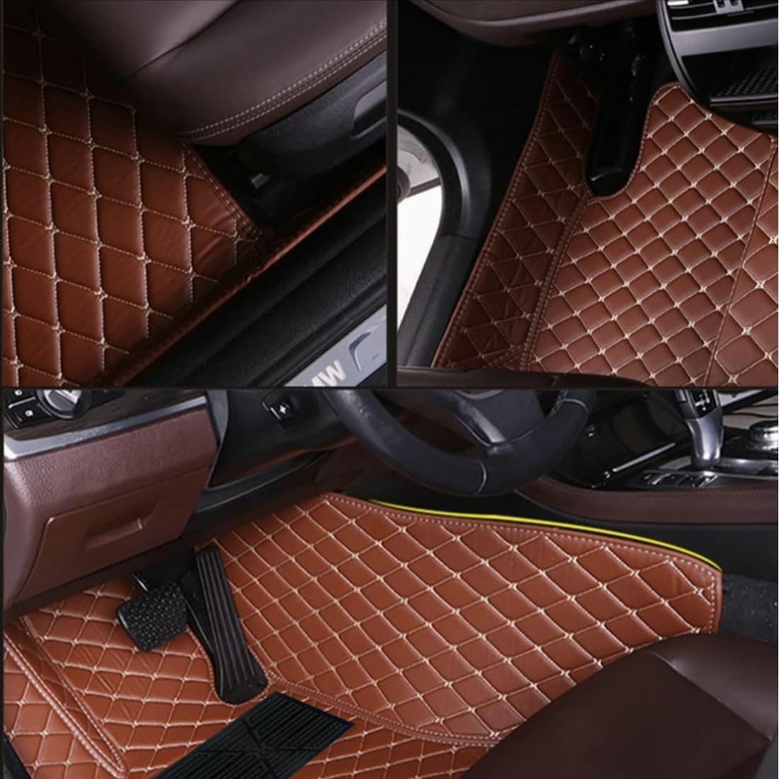 Custom Personalized Floor Mats for Cars，Luxury Full Coverage All Car Floor Mats，Anti-Slip Leather Car Mat Set ，Custom Floor Mats for 99% of Cars, Trucks & SUVs. (Purple)