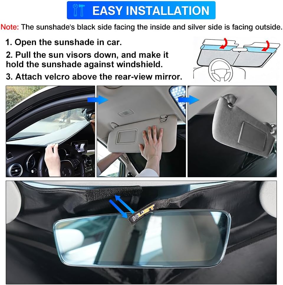 KUST Windshield Sun Shade for Buick Enclave Accessories 2018-2024 Custom Fit Sunshade Foldable Sun Visor Protector Blocks UV Rays Keep Your Car Cooler