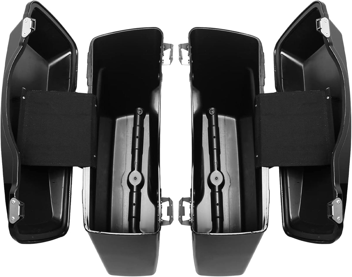 XFMT Motorcycle Vivid Black Hard Saddlebags Saddle Bags Trunk W/Lids & Latches For Harley Touring Road King Street Glide Road Glide Electra Glide 1994-2013