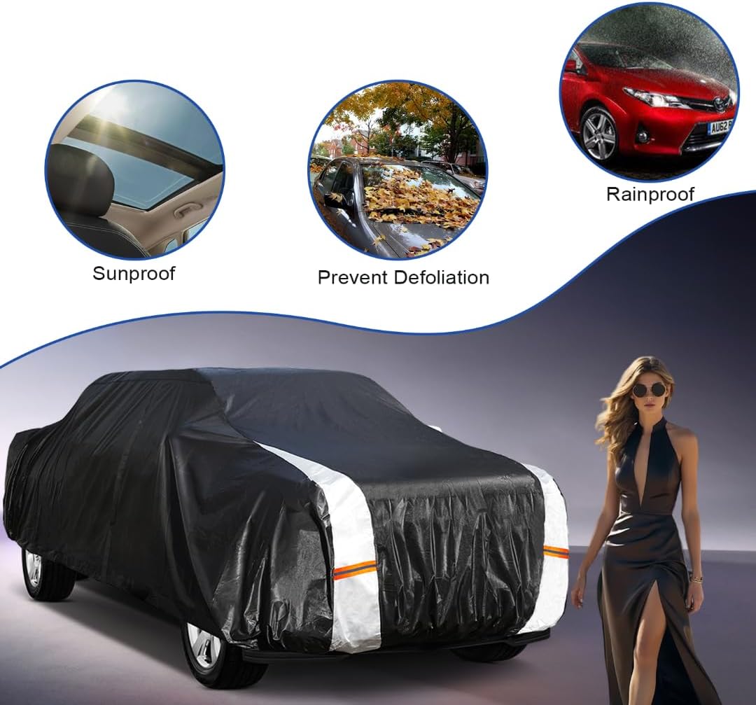 Toyota Tundra Truck Cover Custom Fit 1999-2021 Access Cab/Extended Cab SB (6.2') with Door Zipper, 12 Layers Full Exterior Pickup Truck Cover Waterproof All Weather,Wind Dust Sun and UV Protection.