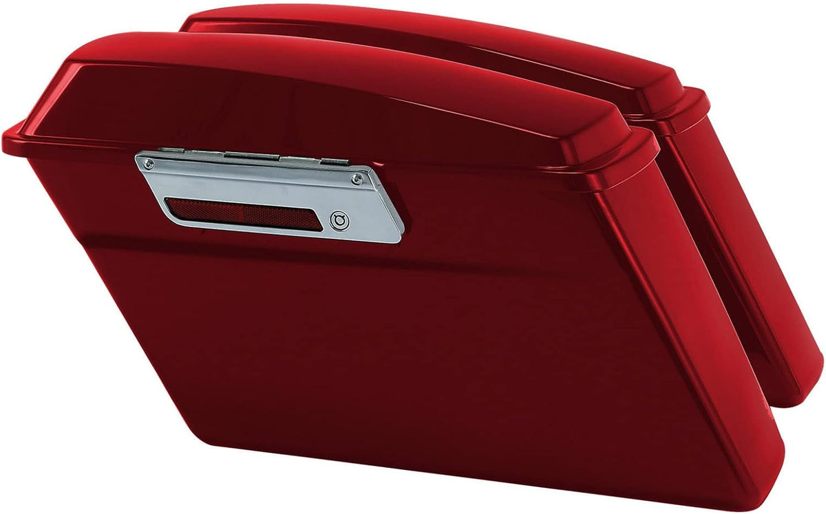 XFMT Motorcycle Red Hard Saddlebags Saddle Bags Trunk W/Lids & Chrome Latches For Harley Touring Road King Street Glide Road Glide Electra Glide 1994-2013