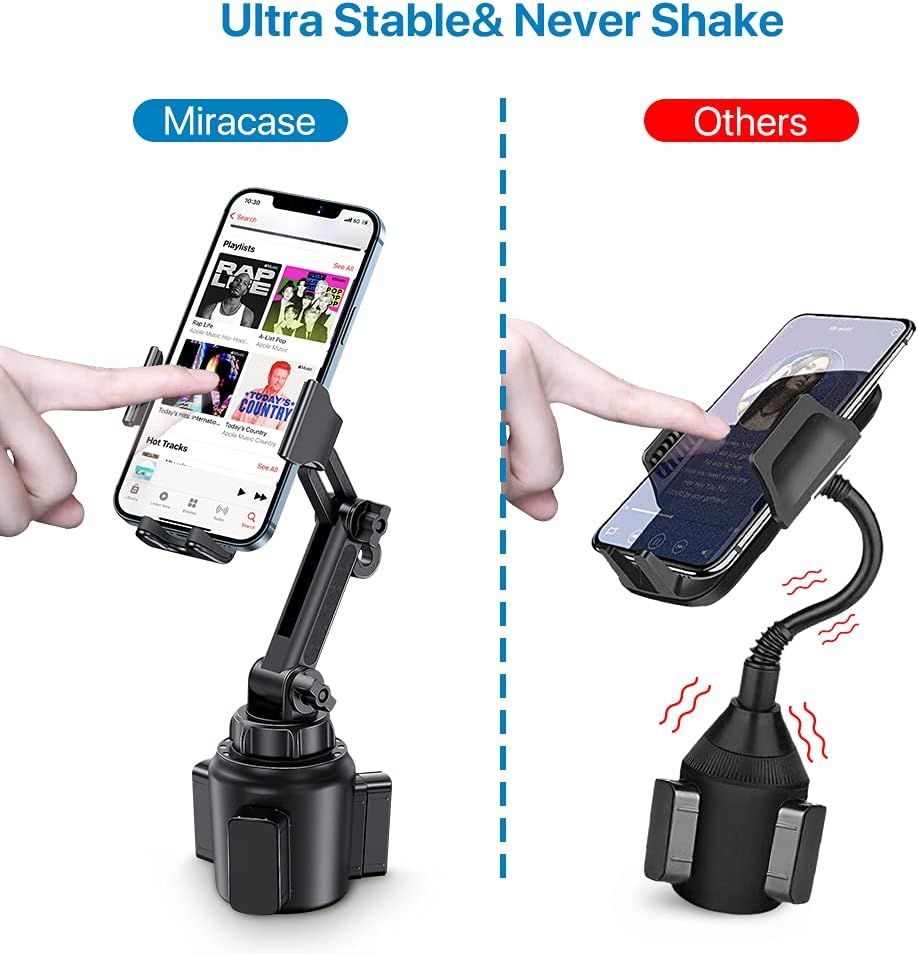 Miracase [Upgraded Version Cup Phone Holder for Car, Universal Adjustable Long Neck Car Phone Mount Cradle Friendly Compatible with iPhone Samsung Google and All 4.0-7.0 inches Smartphones
