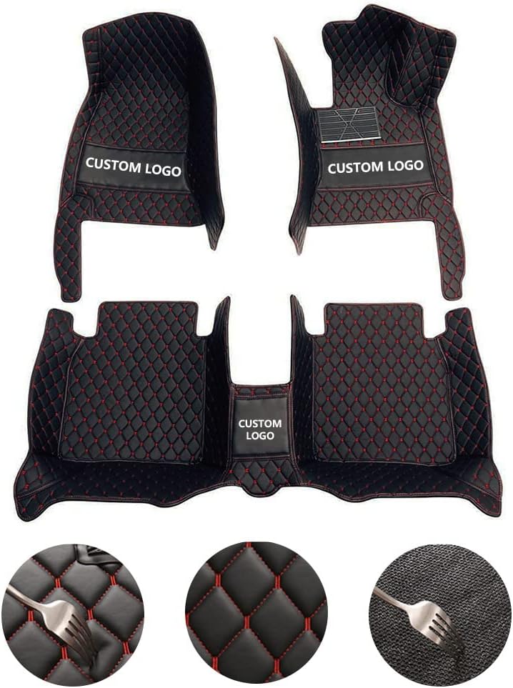 Custom All-Weather Protection Leather Car Floor Mats for Cars Sedan SUV Sports Car Waterproof Floor Mat (Black+Gray)