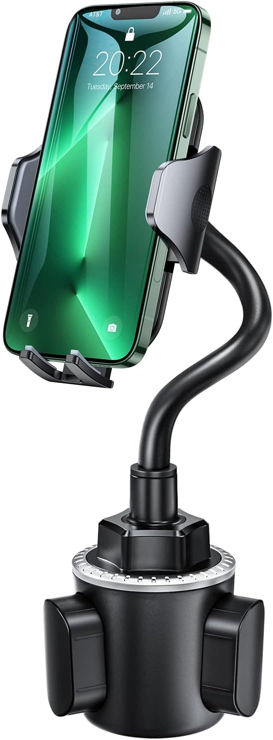 andobil Military-Grade Cup Phone Holder for Car/Truck, [2025 Enhanced] 13" 360° Adjustable Gooseneck w/Anti-Shake Car Mount, Universal Car Phone Holder for iPhone/Samsung/Pixel All 4.0-7.0" Devices