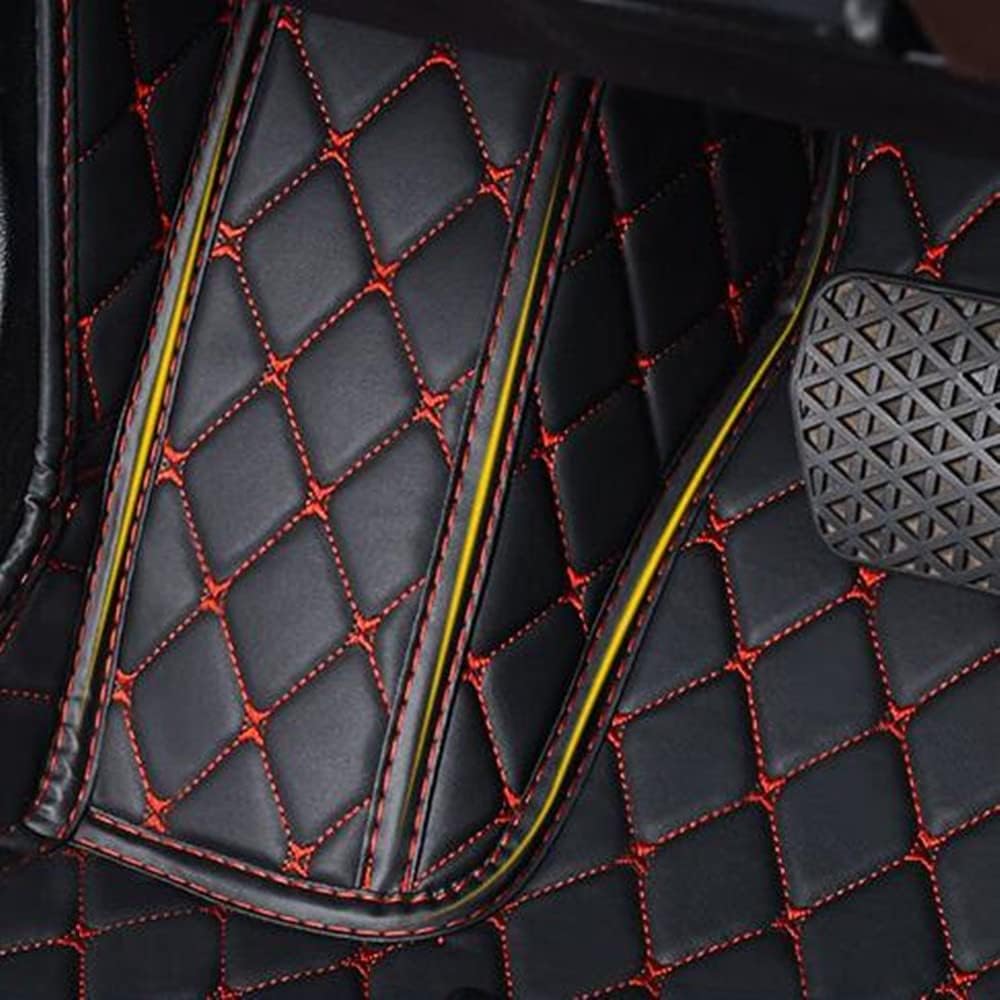 Custom All-Weather Protection Luxury Leather Floor Mats for Cars SUVs Trucks According Anti-Slip Leather Floor mats ﻿ (Black Gold)