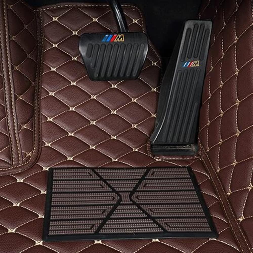 Custom All-Weather Protection Luxury Leather Floor Mats for Cars SUVs Trucks According Anti-Slip Leather Floor mats ﻿ (30,Pink and Black Beige)
