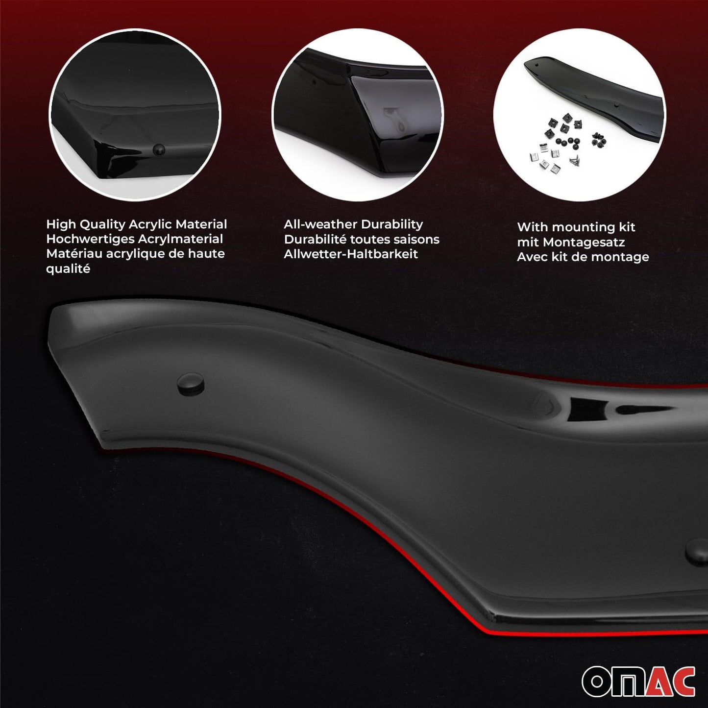 OMAC Front Bug Shield Hood Deflector Guard for VW Tiguan 2018-2021 Black Smoke