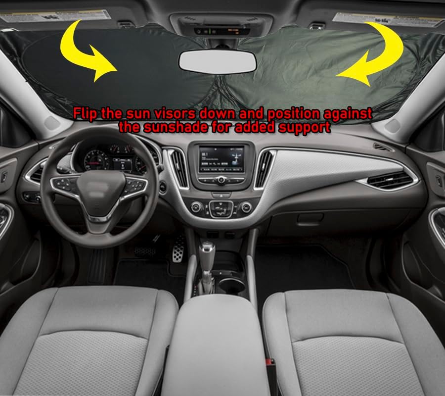 Gven Sun Shade for Car Windshield, Beach Style, Blocks 99% UV Rays, Reflective Tech, Easy Fold & Go, Funny/Stylish Design, Black, 59" x 31.5"