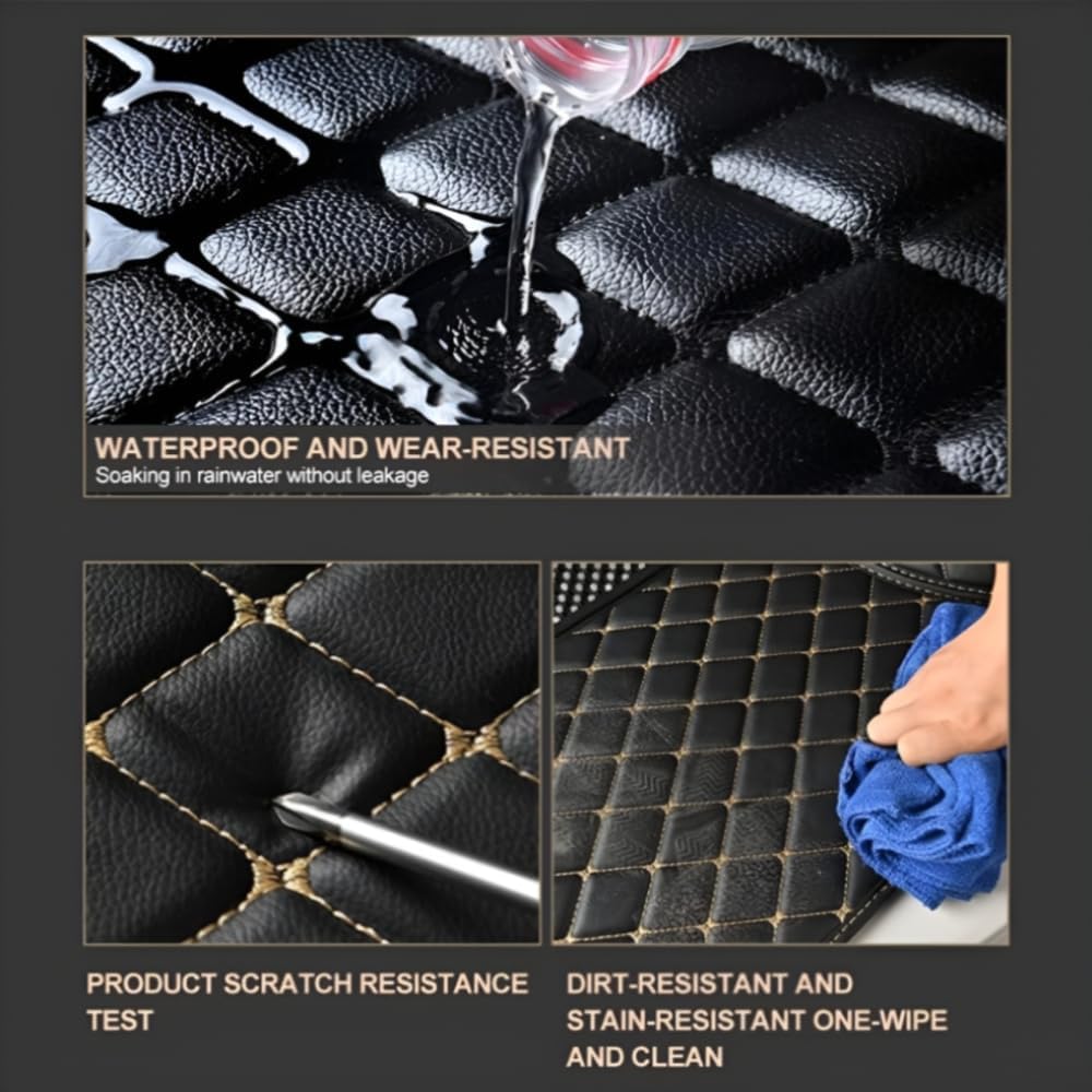 Add Personal Touch to Your Vehicle with IMEISH Customizable Logo Text Car Mats for 99% of vehiclesPads Protection Non-Slip Leather Floor Liners (Yellow and Black Beige)