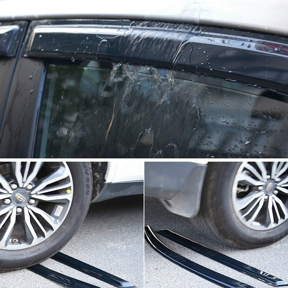 94059 Side Window Visors Wind Vent Deflector,4pcs Outside Mount Dark Smoke Tape-On Nice Sun Rain Guards Set fit for 2001-2012 Ford Escape,2008-2011 Mazda Tribute,2005-2011 Mercury Mariner