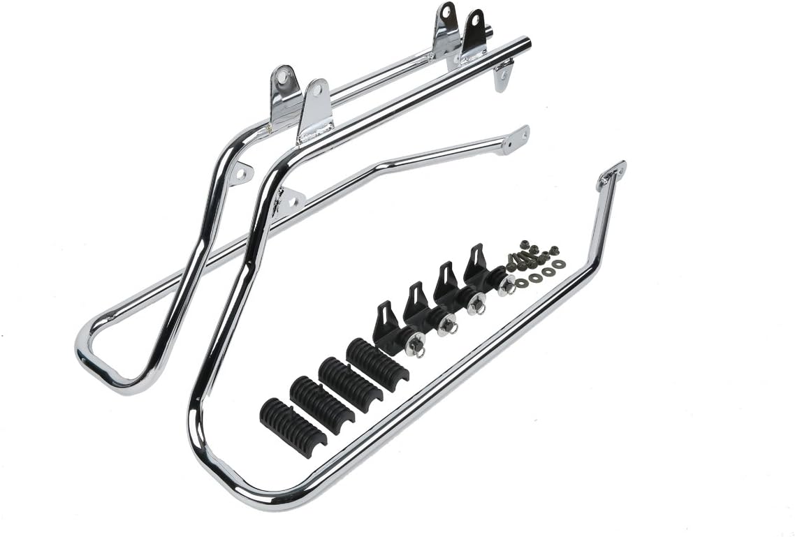 XFMT 5" Vivid Black Stretched Extended Hard Saddlebags W/Chrome Conversion Brackets Harley Softail Heritage Deluxe 1984-2017