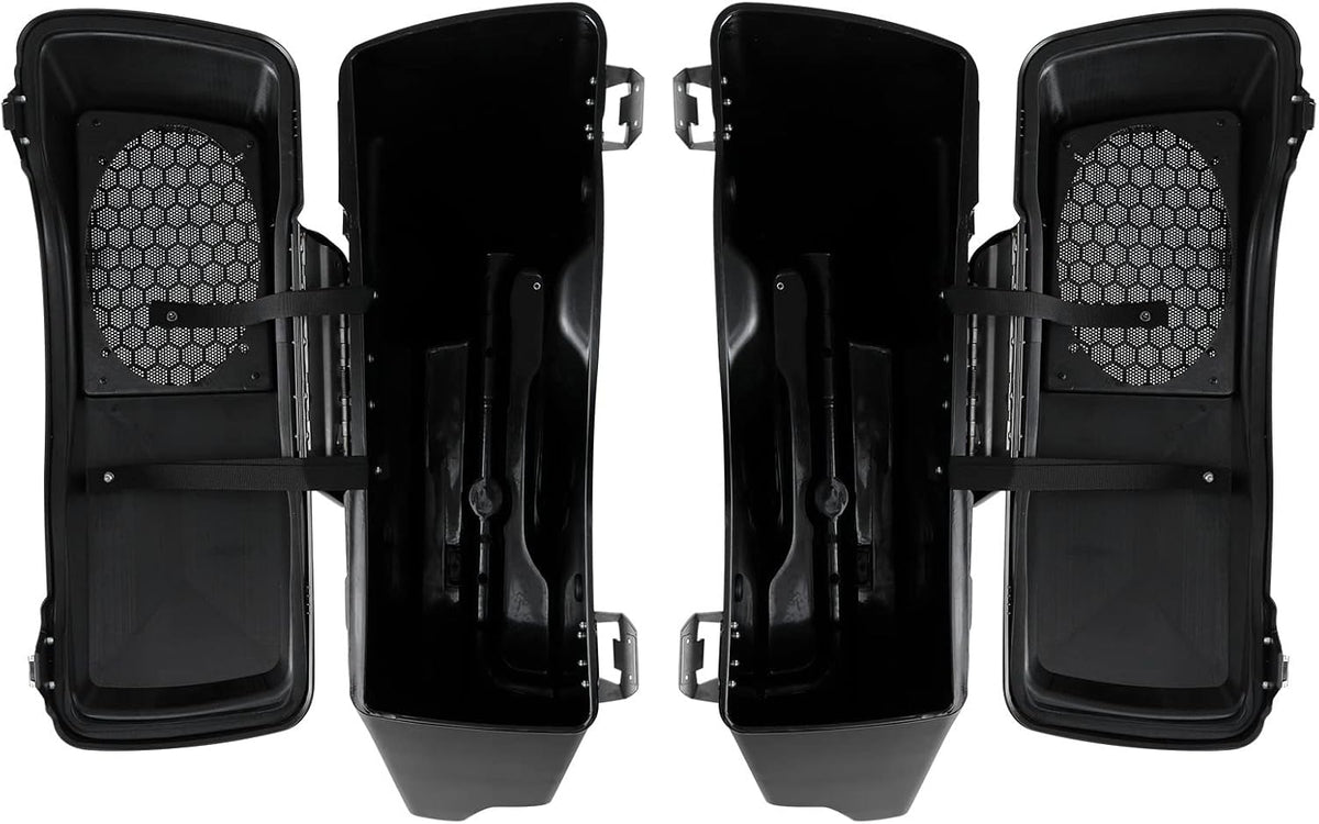 XFMT 5" Stretched Saddlebags Extended Saddle Bags W/ 6x9 Speaker Llids Black Latches For Harley Touring Road King Street Glide Road Glide Electra Glide Ultra Classic 1993-2013