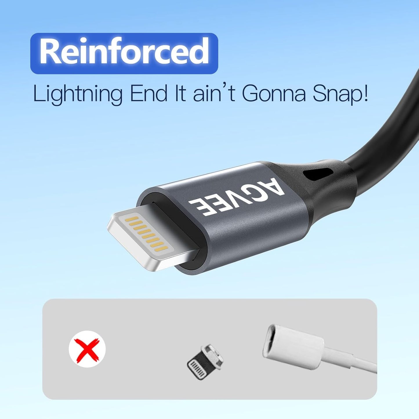 AGVEE 2 Pack 3ft Coiled Short USB to Lightning Charging Cable [MFI Certified] 3A Fast Charger Cord in Car for iPhone 14/13/12/11/XS/8/7/6/5 CarPlay, iPad, iPod, Dark Gray