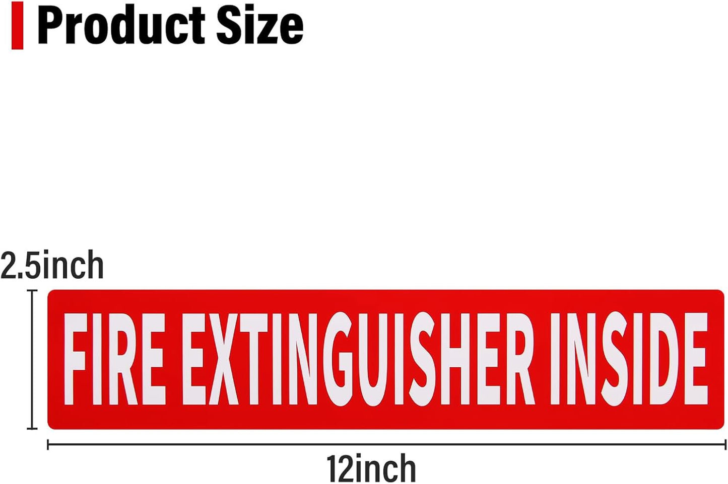 Madrigal Fire Extinguisher Inside Sticker Sign,4Pack 12x2.5" Self-Adhesive Vinyl, Weatherproof & UV Protected for Cars, Trailers, Rv's, Trucks and Vehicles, Red on White