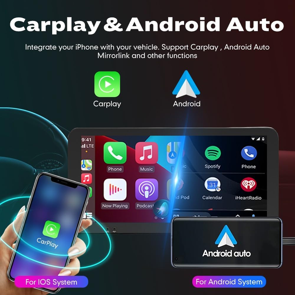 Kunfine Car CarPlay Android Auto Navigation Stereo GPS Radio Camera Display 10.33" QLED Touchscreen Headunit Tablet Media Player for Peugeot 301 2013-2022, if Applicable Octa Core 4G+64G Gloss Black