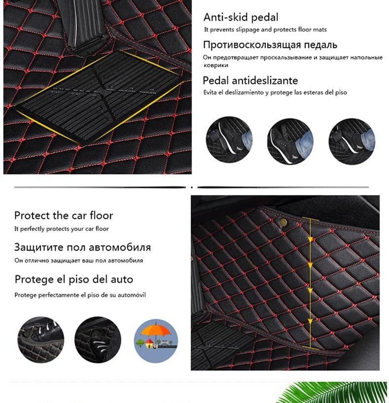 Custom Car Floor Mat Compatible with BMW Mercedes-Benz Toyota Cadillac Lexus Honda Infiniti Nissan Hyundai Kia Audi All Models Cars Sedans SUVs Automotive Mats (Red and Red)