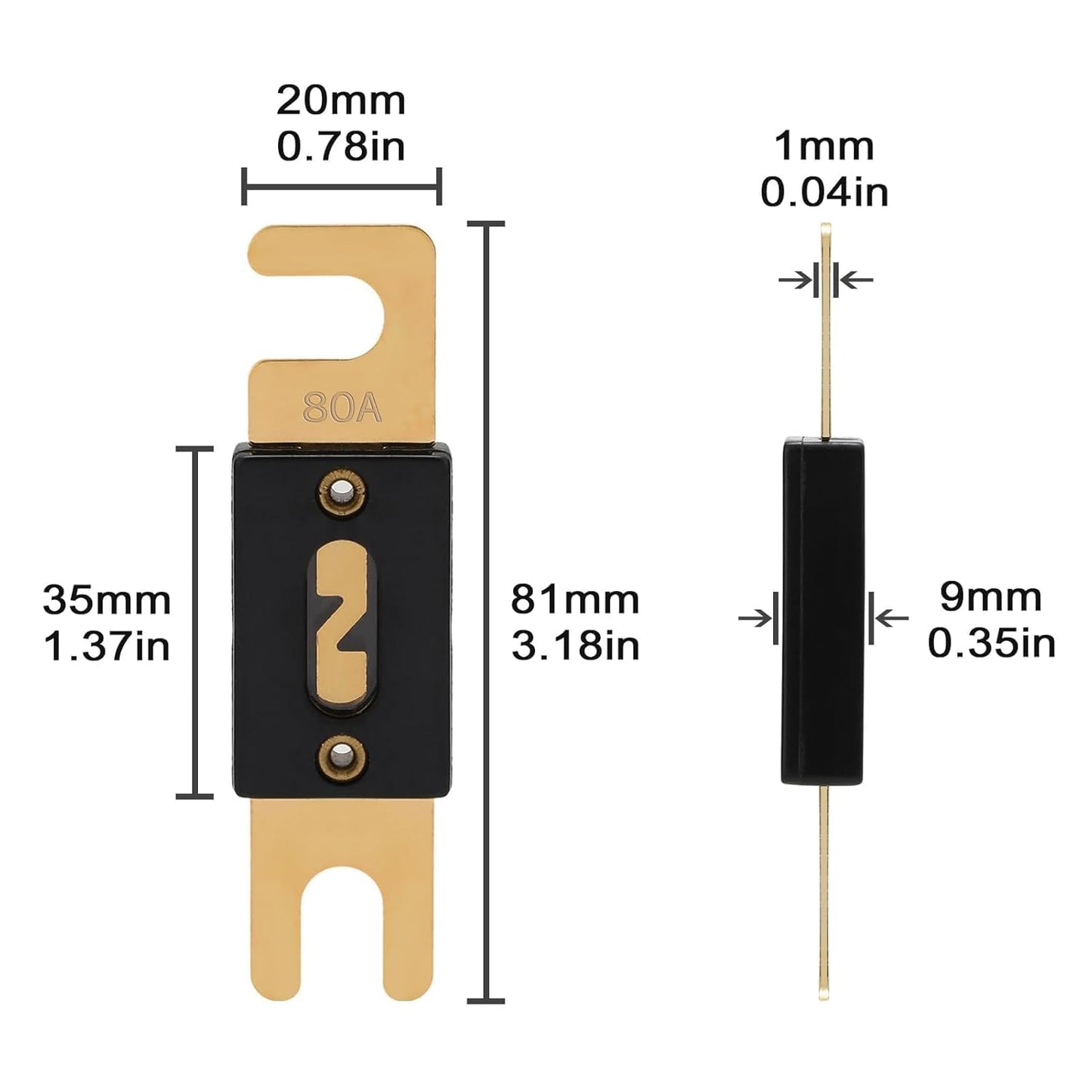 80A ANL Fuse 80 Amp Inline Blade Fuses 32V for Car Audio Inverter Automotive Stereo (Pack of 3 pcs)