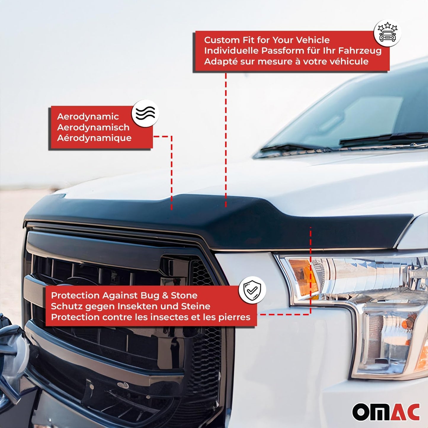 OMAC Front Bug Shield Hood Deflector Guard for Kia Sportage 2023-2025 Black Smoke