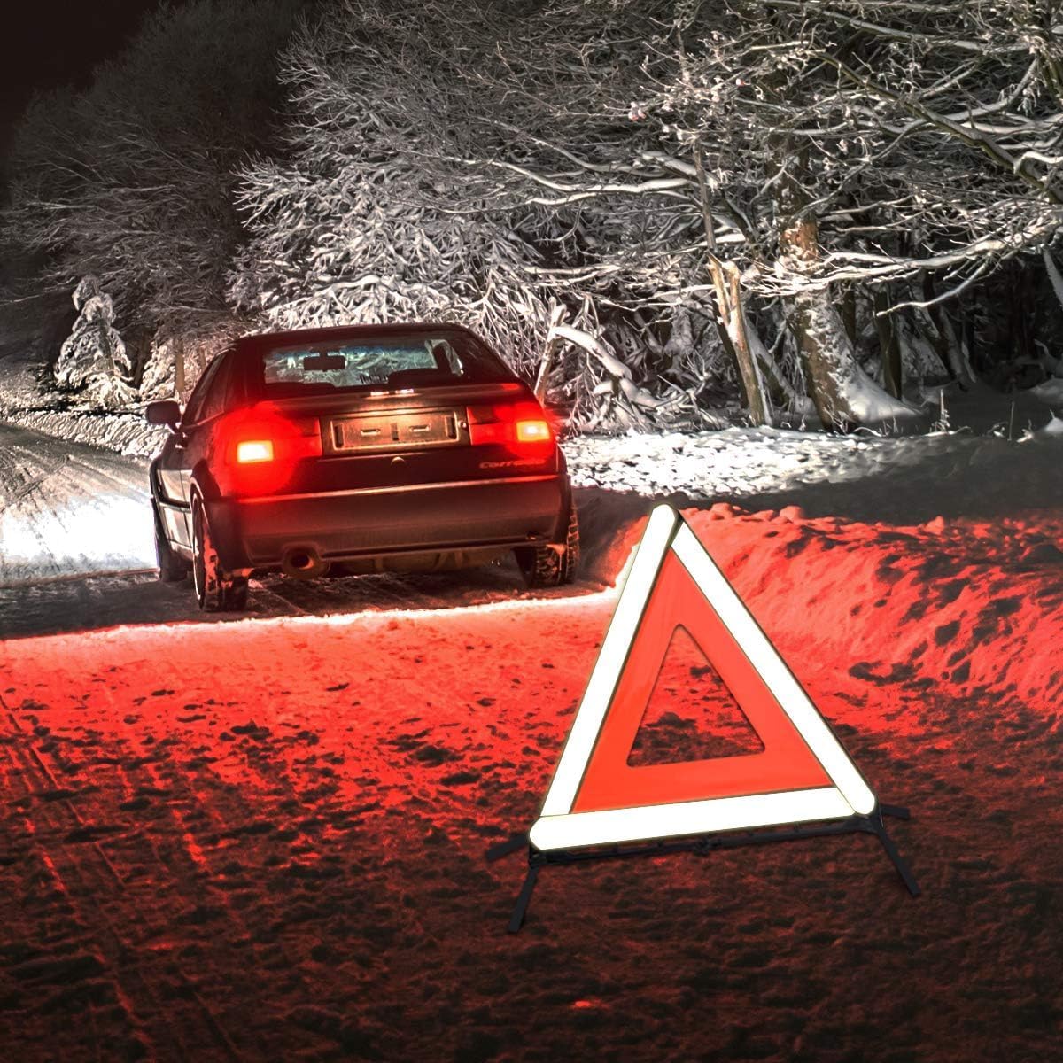 aikko Safety Triangle Kit Road Emergency Warning Reflector Roadside Reflective Early Warning Sign, Foldable 6 Pack of Emergency Car Kit