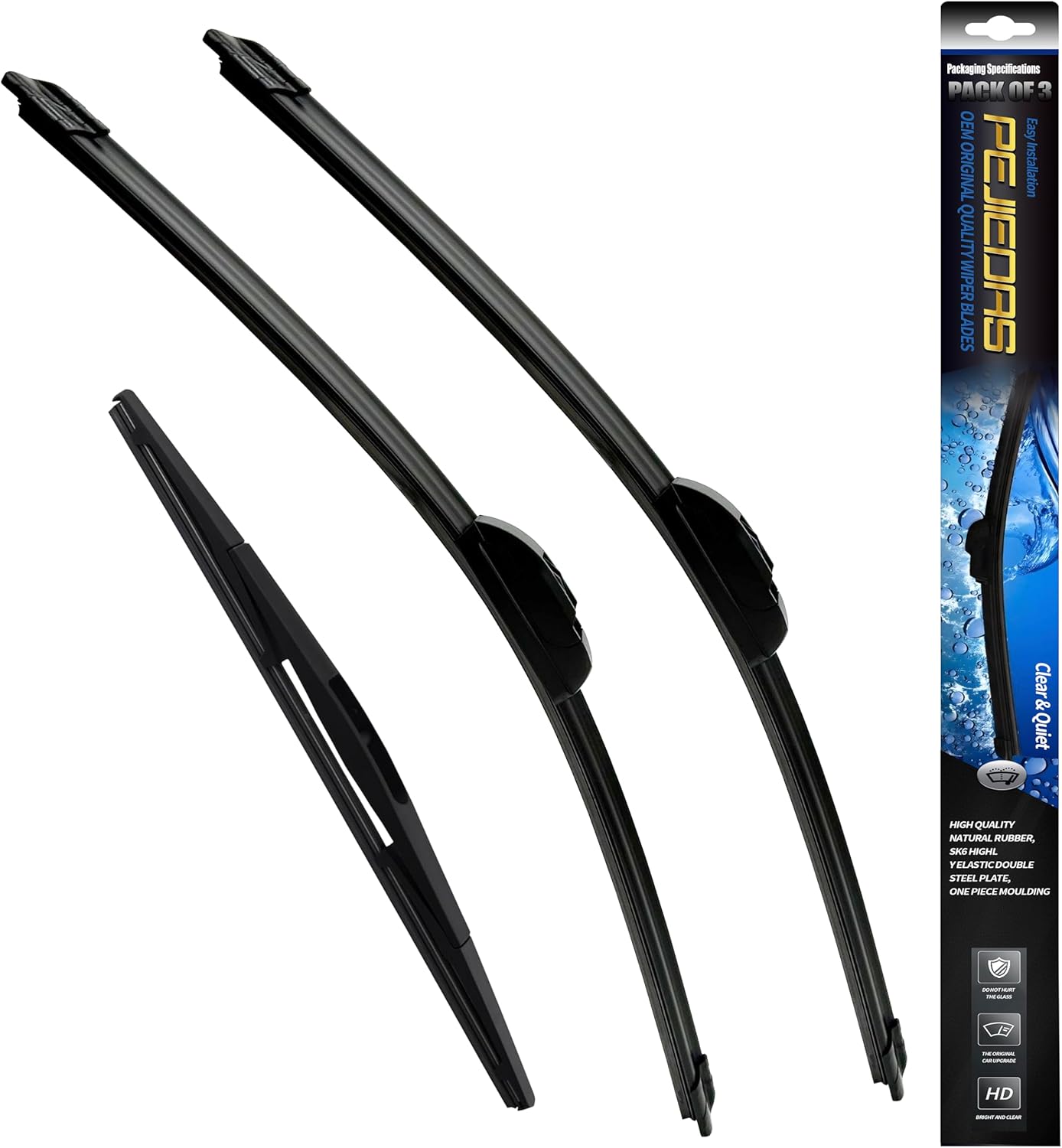 3 x OEM Wiper Blades, Replacement Wiper Blades for Honda odyssey 2005-2021, (26“ & 22” Front Wipers + 16” Rear Wiper Blades)