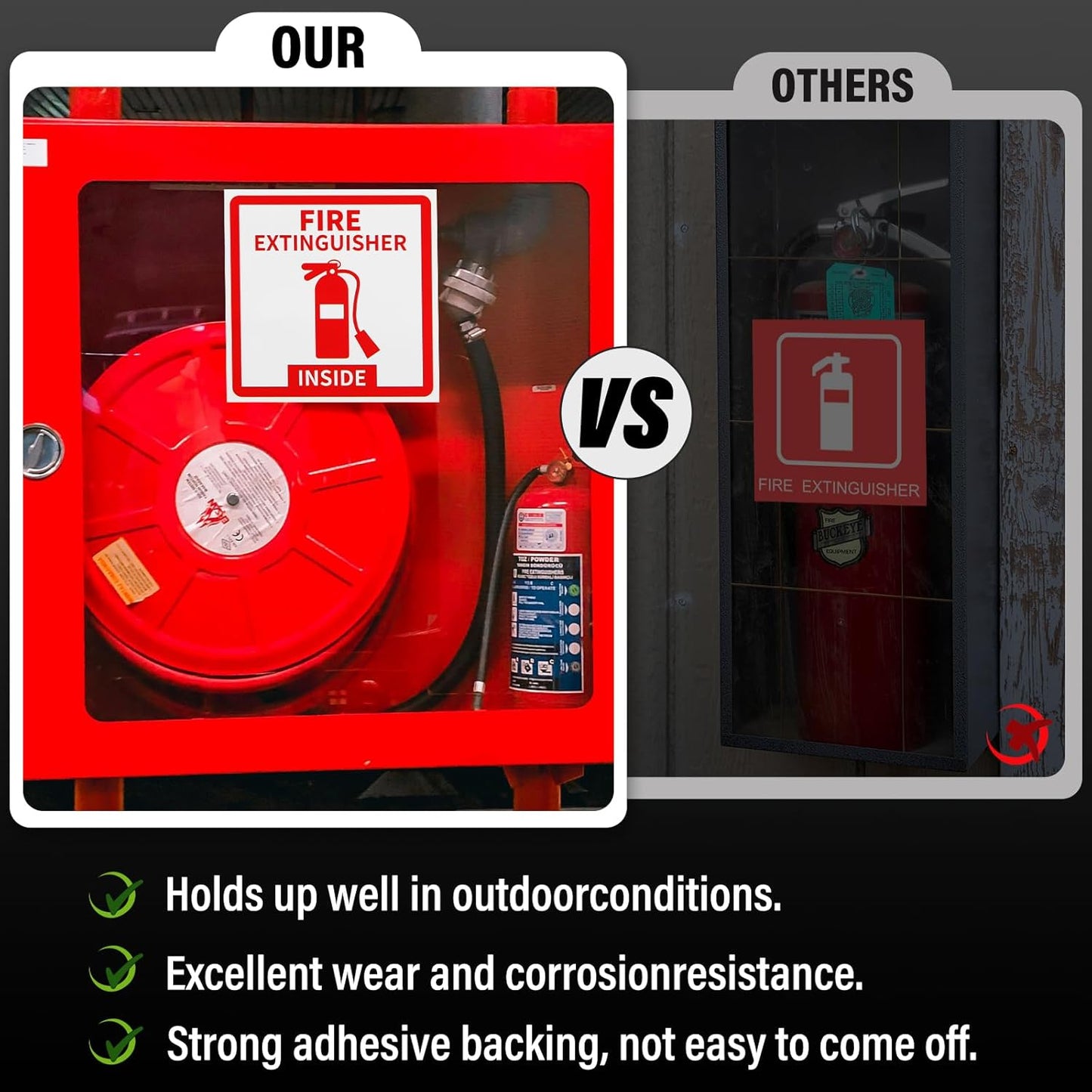 Madrigal Fire Extinguisher Inside Sticker Sign,2Pack 3x3" Self-Adhesive Vinyl, Weatherproof & UV Protected for Cars, Trailers, Rv's, Trucks and Vehicles, Red on White