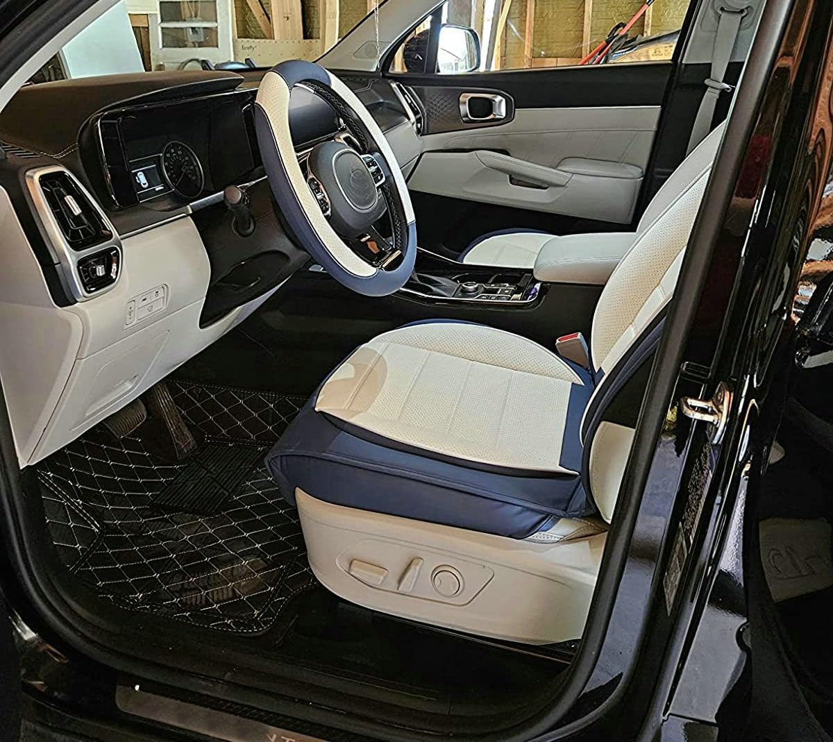 Custom Car Floor Mat Compatible with BMW Mercedes-Benz Toyota Cadillac Lexus Honda Infiniti Nissan Hyundai Kia Audi All Models Cars Sedans SUVs Automotive Mats (Edge Yellow Middle Brown)