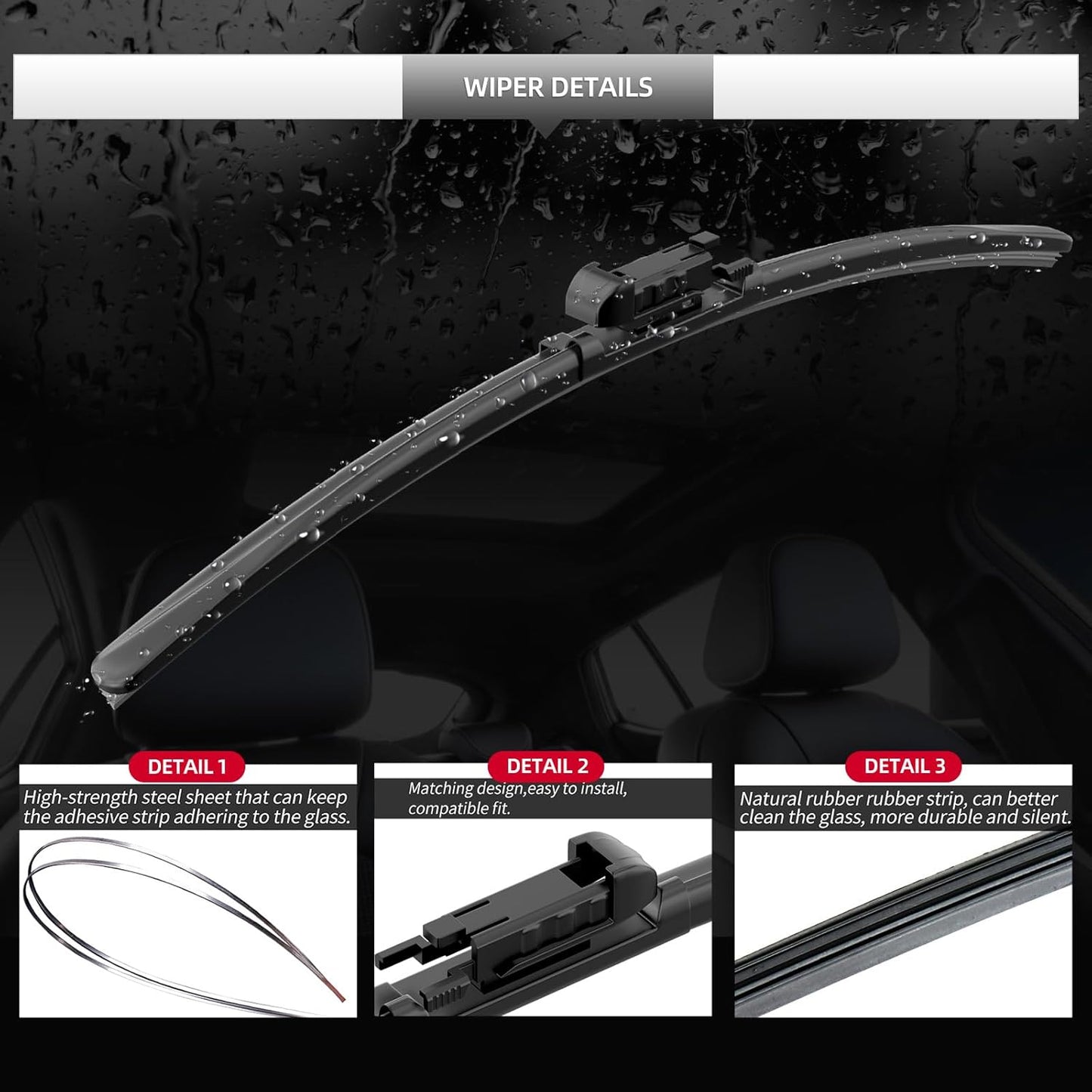Replacement for BMW X1 2009-2015 Windshield Wiper Blades, 3 Pieces of Car Front and Rear Window Wiper Blades for BMW X1 2009 2010 2011 2012 2013 2014 2015