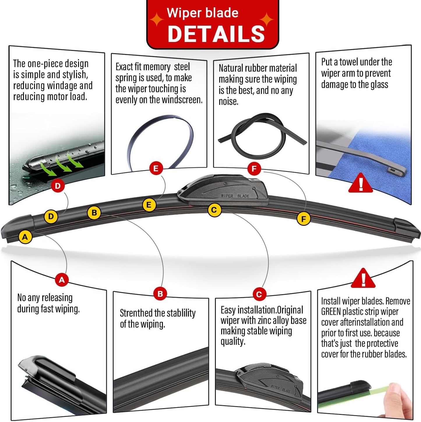 Windshield Wiper Blade Set Replacement for 2009-2015 Honda Pilot Original Equipment Replacement Front Rear Wiper Blades - 22"/21"/14" (Pack of 3)