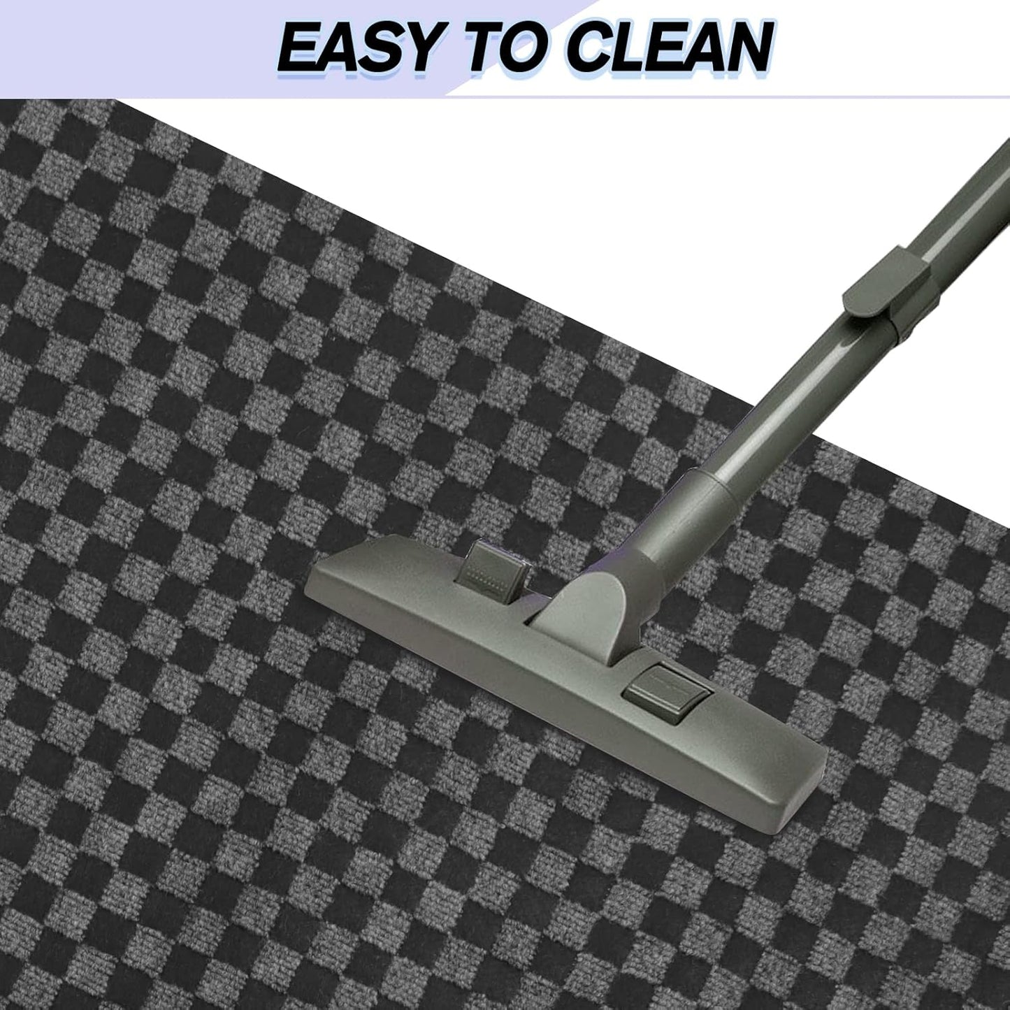 Custom Size Backed Non-Slip Area Rugs Runner, Easy Clean, Waterproof Runner Rugs for Hallway Entryway, Kitchen, Laundry, 4FT x 71FT, Gray Checkered