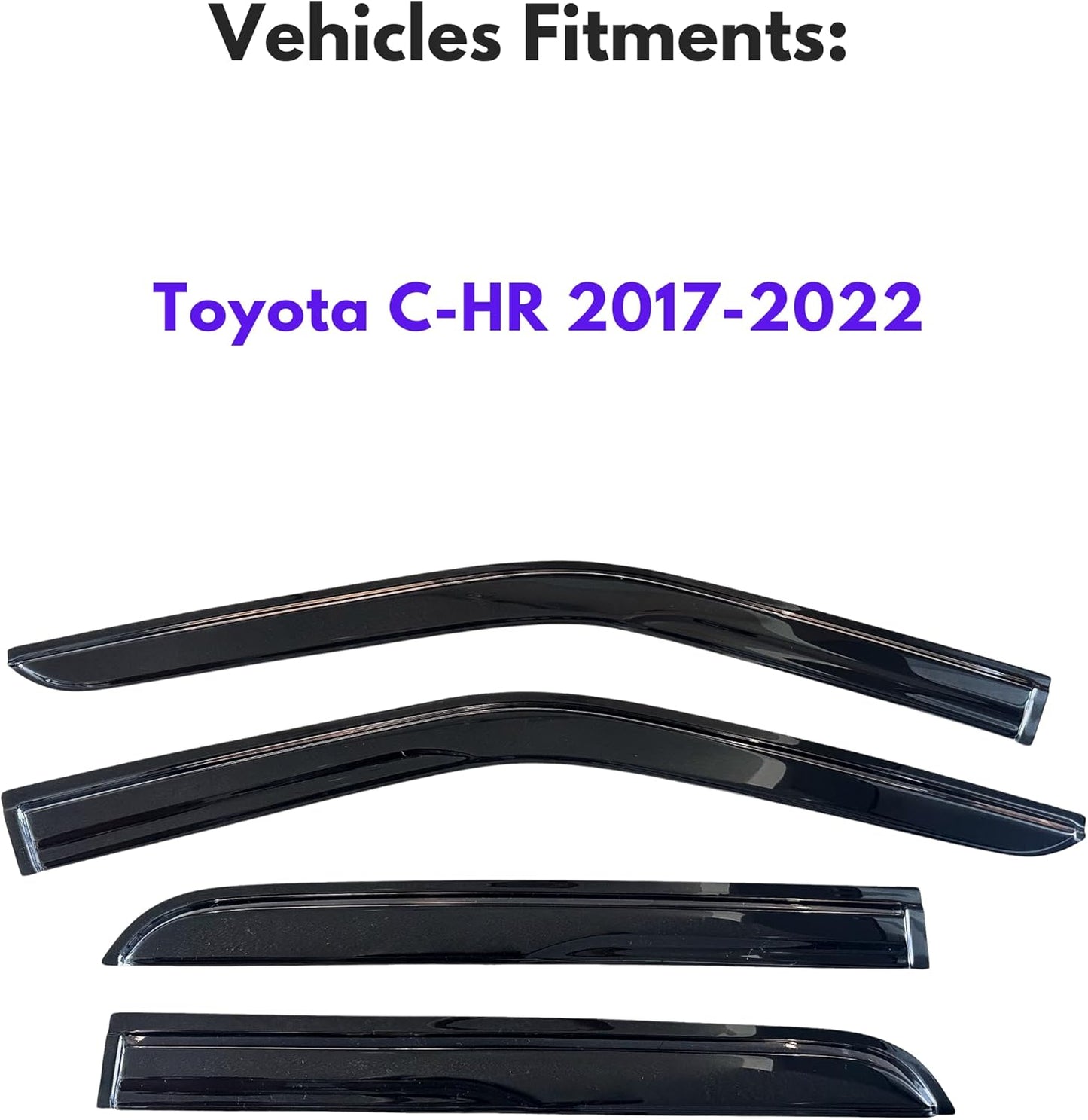 KPY Window Visor Compatible with Toyota C-HR (CHR) 2017-2022, 4PC Rain Guard Side Window Vent Deflectors Tape-On Mugen Style, 2017 2018 2019 2020 2021 2022