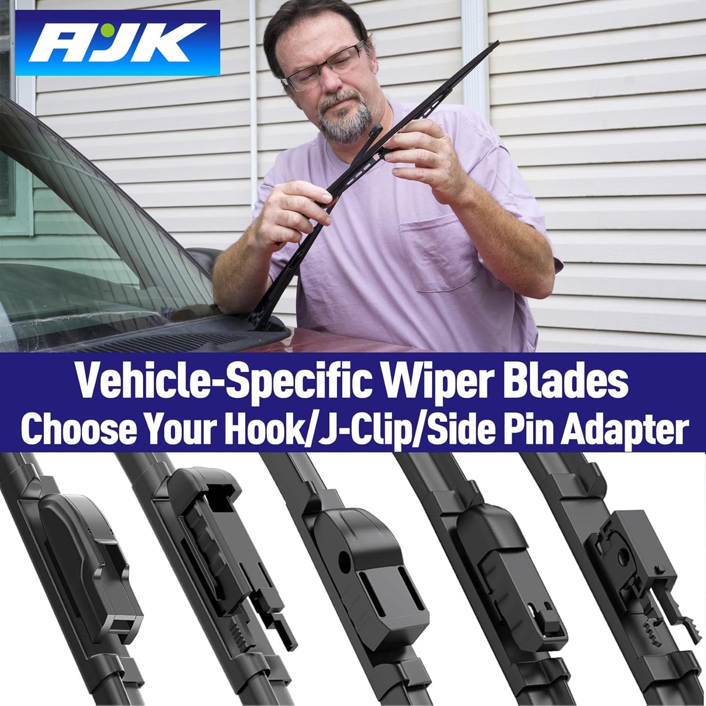 AJK Wiper Blades for Tesla Model 3 2017 2018 2019 2020 2021 2022 2023, 2 Piece All Weather OEM Quality Automotive Replacement Windshield Wiper Blades for My Car