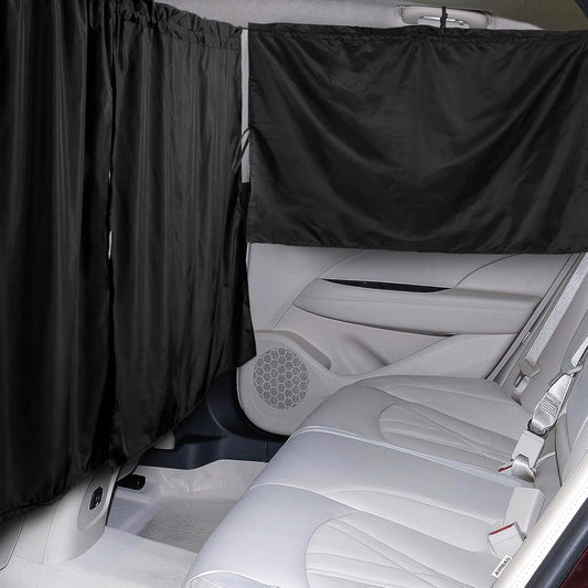 Set of 3 Car Privacy Curtains - 95% Light Blocking Fabric Rear Seat & Side Windows Divider Curtain Baby Shades, Wide Sedan SUV Sunshade Screen Covers for Travel Camping Nap Sleeping