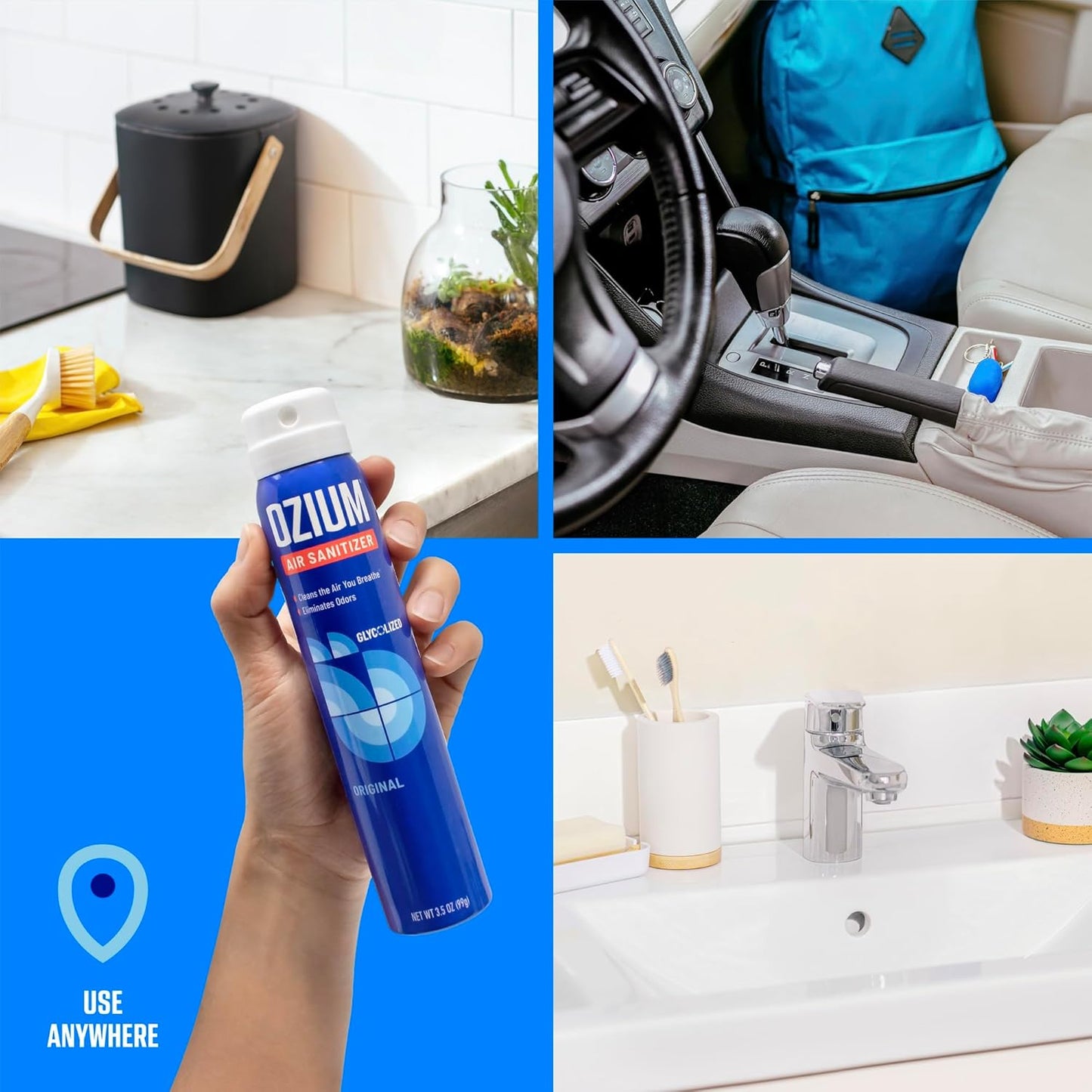 Ozium 3.5 Oz. Air Sanitizer & Odor Eliminator for Homes, Cars, Offices and More, Vanilla Scent, 4 Pack