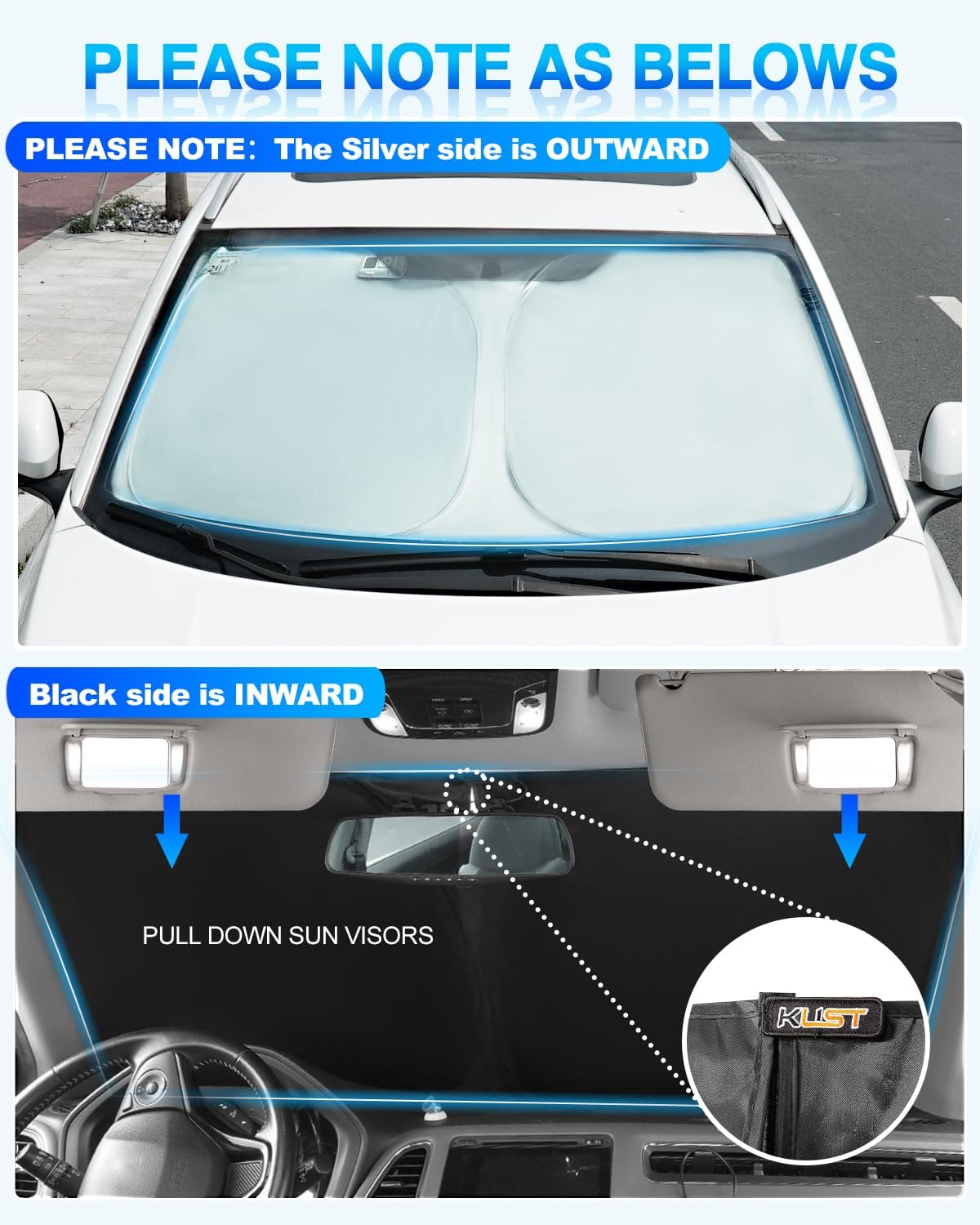 KUST Windshield Sun Shade for Infiniti Q60 Coupe 2017-2022 Window Sunshade Sun Visor Protector Foldable Blocks UV Rays Keep Your Car Cooler