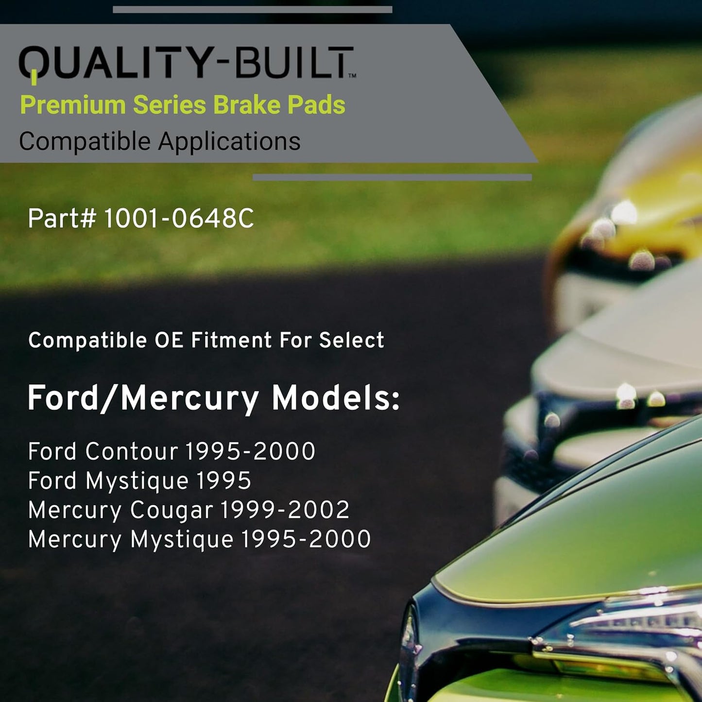 Premium Ceramic Front Brake Pads (1001-0648C) Compatible with Ford Contour 1995-2000, Ford Mystique 1995-1995, Mercury Cougar 1999-2002, Mercury Mystique 1995-2000