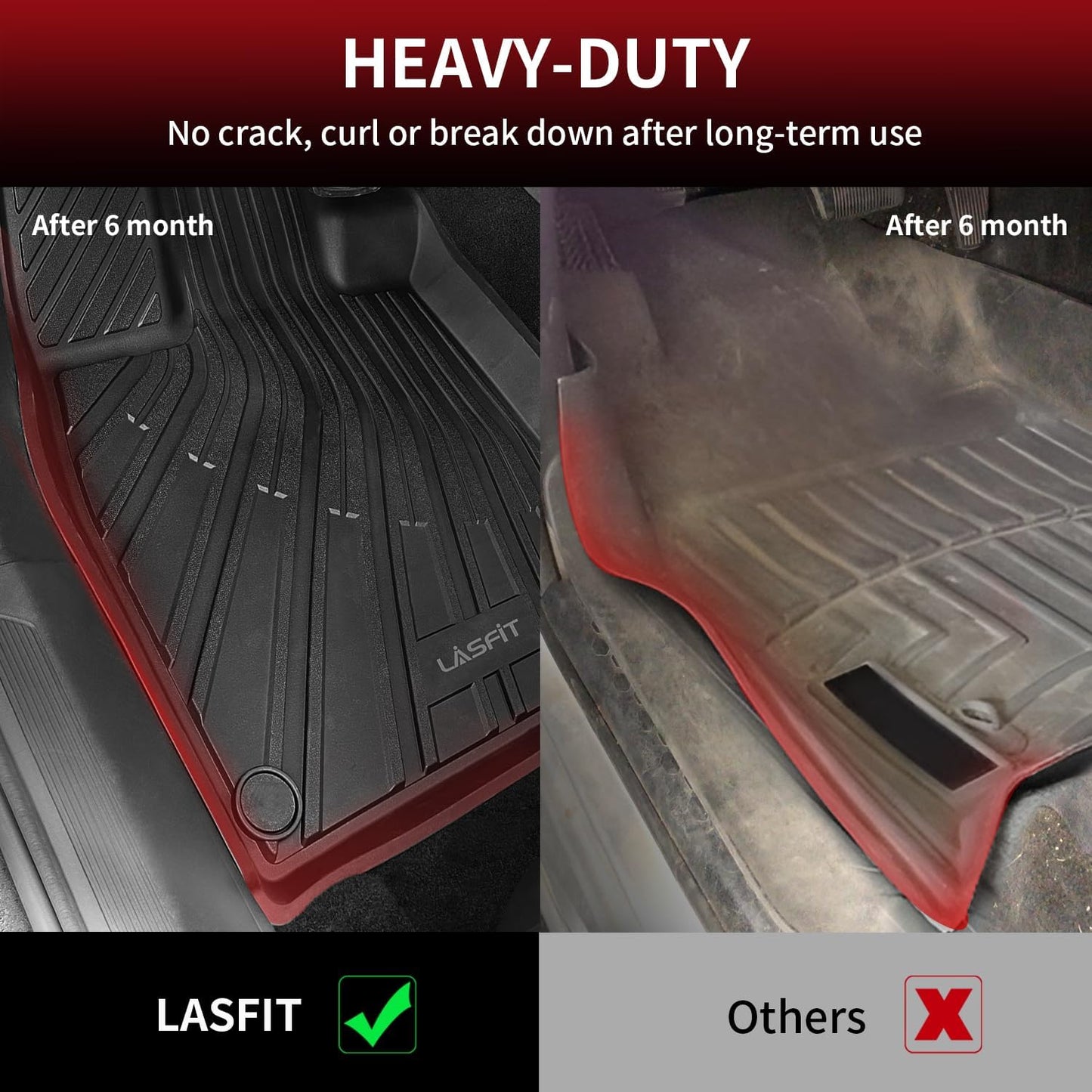 LASFIT Floor Mats Fit for Volkswagen ID.4 2025 2024 2023 2022 2021, Custom Fit TPE All Weather Waterproof Floor Liners 1st & 2nd Row Car Mats, Black