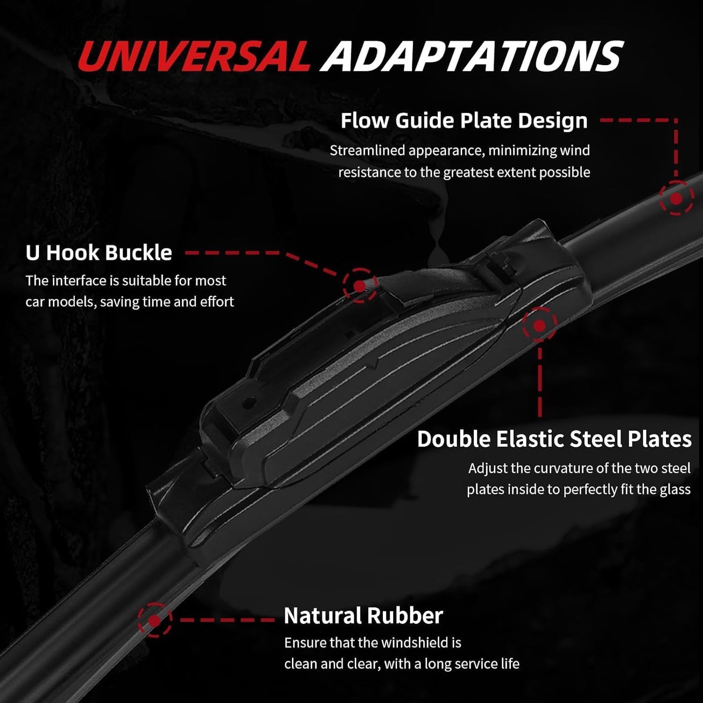 OTUAYAUTO Windshield Wiper Blades - Replacement for Mazda CX-30 2020-2024, Front and Rear Wipers Set, U/J Hook - 26"+16"+14" (Pack of 3)