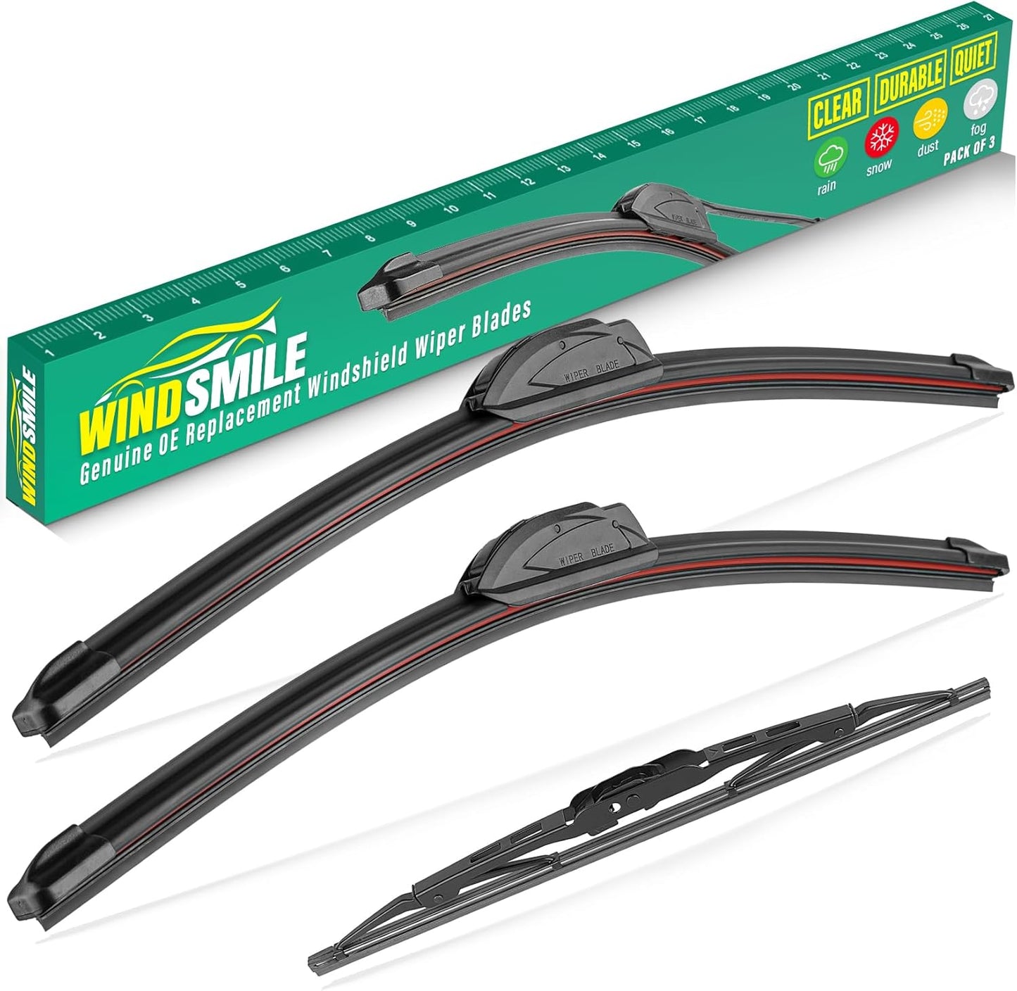 24" 22" 18" Windshield Wiper Blades Replacement for BMW X5 2000 2001 2002 2003 2004 2005 2006 Premium All Weather Front Rear Wipers Set - OEM Quality (Pack of 3)