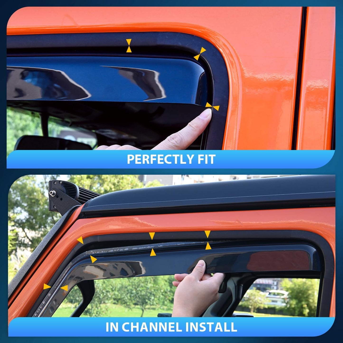 Nilight in-Channel Rain Guards for Toyota Tundra Crew Max 2007 2008 2009 2010 2011 2012 2013 2014 2015 2016 2017 2018 2019 2020 2021, Vent Window Visors, Original Window Deflectors-4PCS