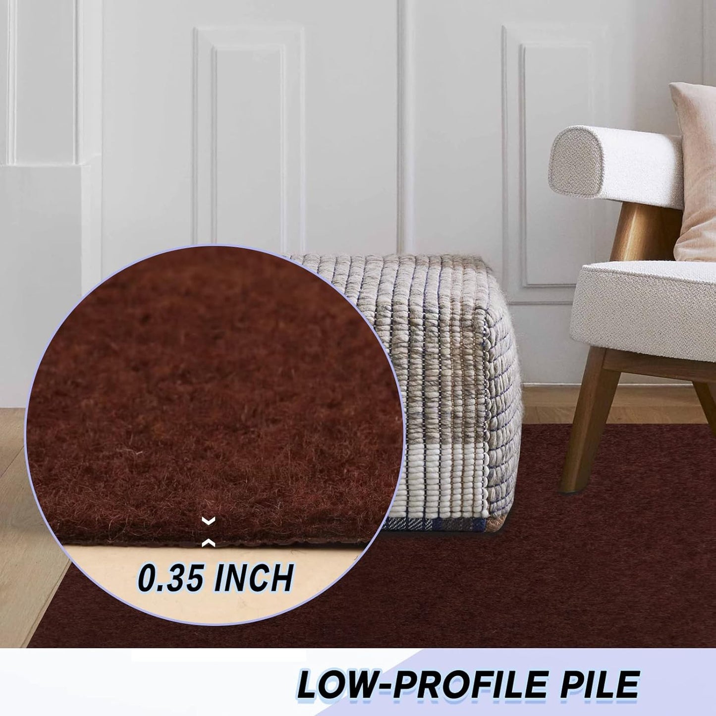 Custom Size Backed Non-Slip Area Rugs Runner, Easy Clean, Waterproof Runner Rugs for Hallway Entryway, Kitchen, Laundry, 2FT x 69FT, Brown