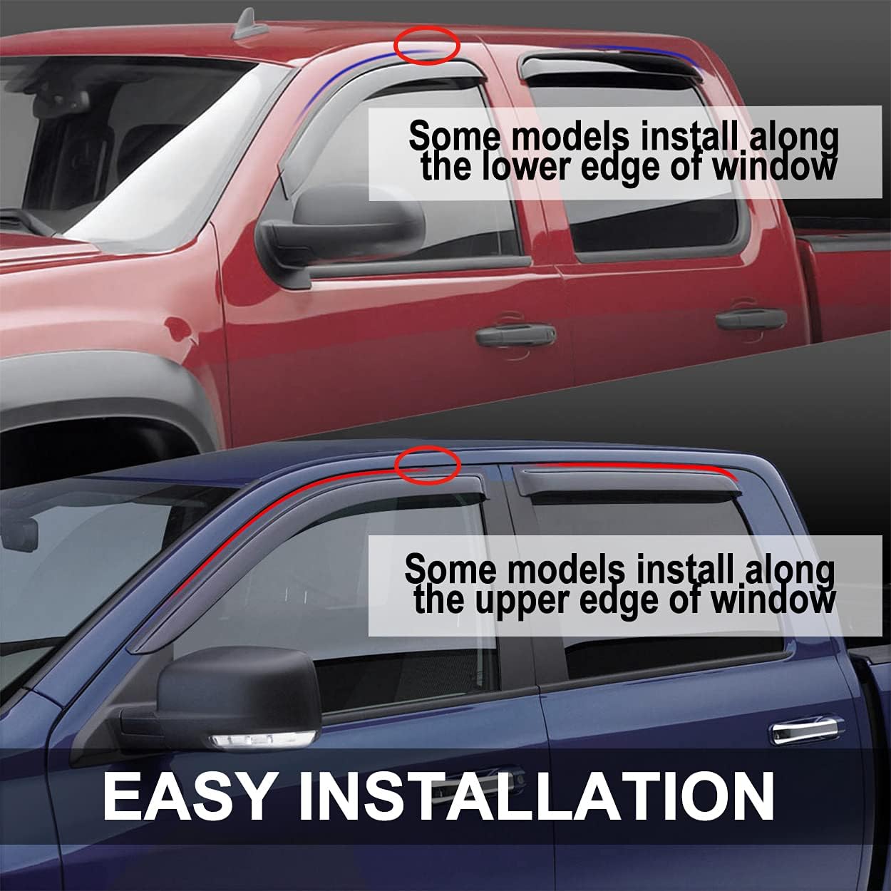 94375 Side Window Visor Wind Vent Deflector,4pcs Outside Mount Tape-On Nice Sun Rain Guards Set fit for 2014-2018 Subaru Forester