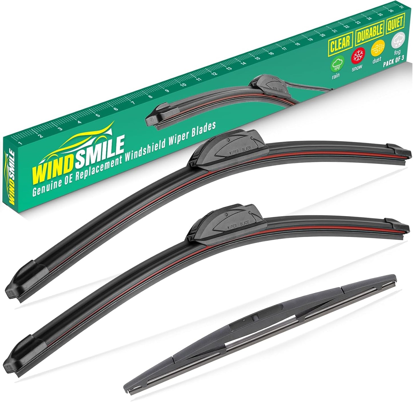 24" 19" 12" Windshield Wiper Blades Replacement for Nissan Armada 2017 2018 2019 2020 2021 2022 2023 Premium All Weather Front Rear Wipers Set - OEM Quality (Pack of 3)