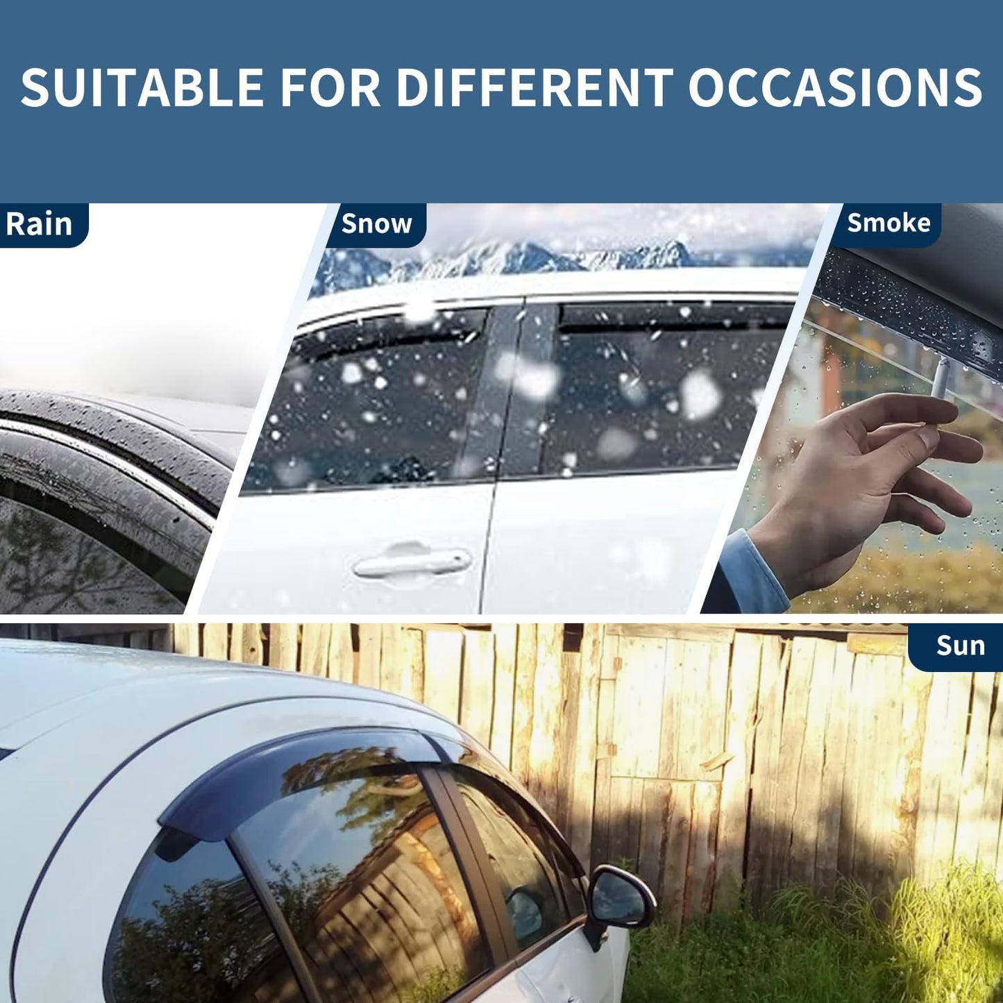 4PCS Rain Guards Window Visors Wind Deflector Fits for 2012-2016 Honda CR-V (CRV) SUV, Front & Rear Vent Visors, Outside Mount Vent Shade Shield 2013 2014 2015