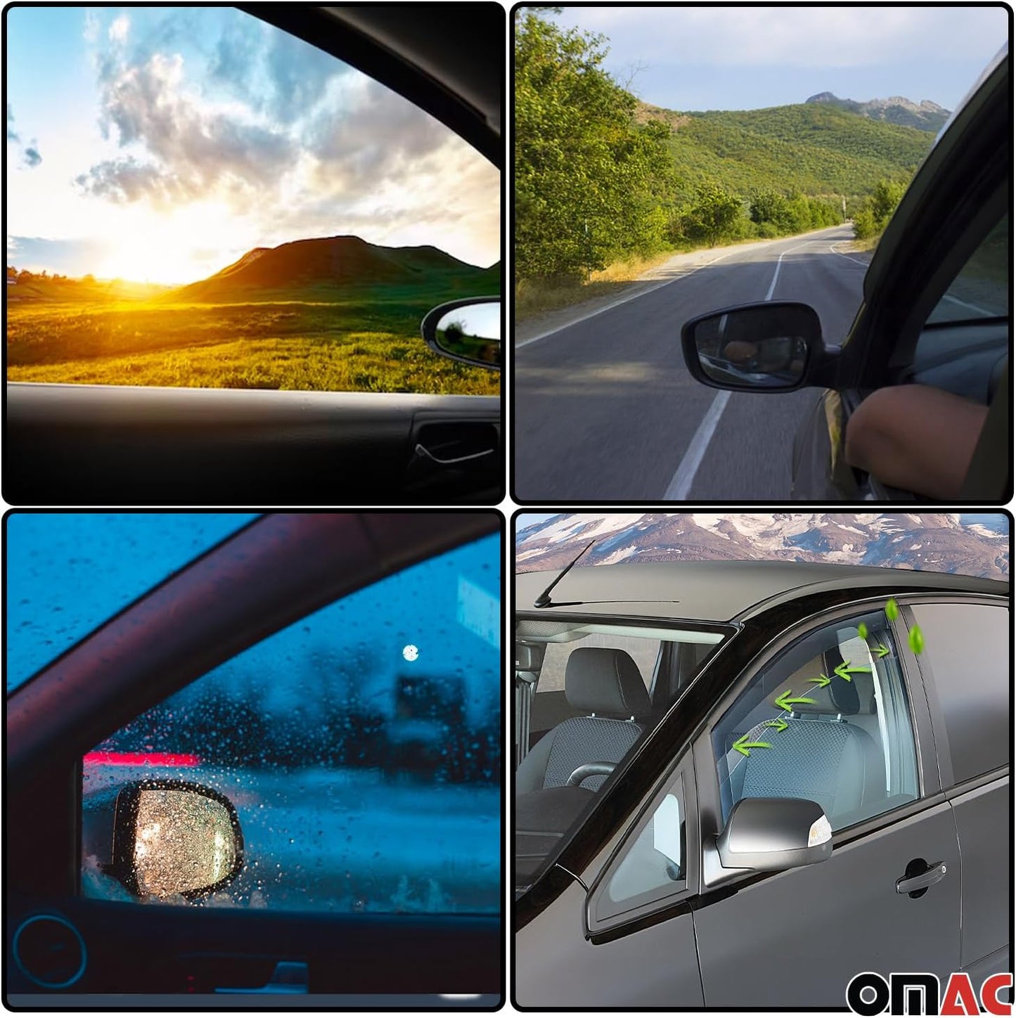 OMAC Window Visor Vent Rain Guard Deflector for VW Tiguan 2009-2017 Black Smoke 4 Pcs
